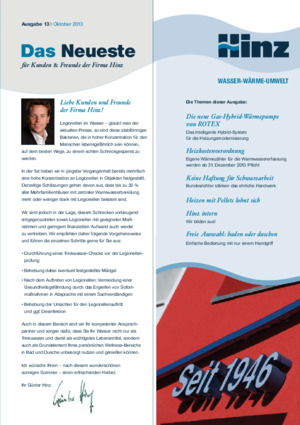 Newsletter 13 / Oktober 2013 | Hinz - Fachbetrieb für Sanitär- und Heizungstechnik in Köln