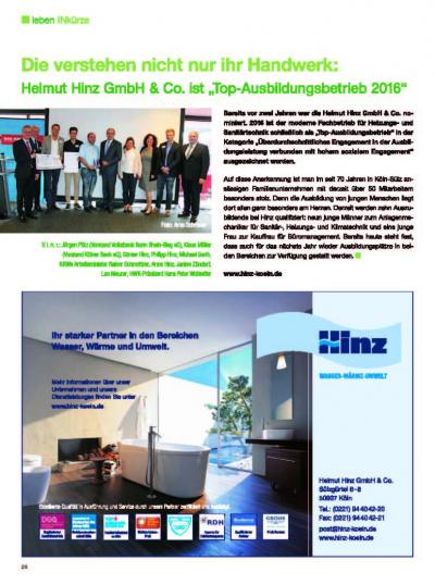 Die verstehen nicht nur ihr Handwerk: Helmut Hinz GmbH & Co. ist „Top Ausbildungsbetrieb 2016
