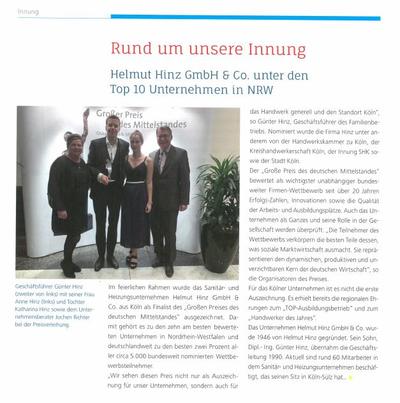 Helmut Hinz GmbH & Co. unter den Top 10 Unternehmen in NRW
