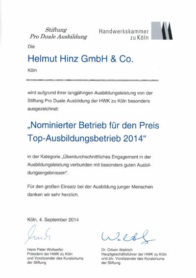 Ausbildungspreis der Handwerkskammer zu Köln